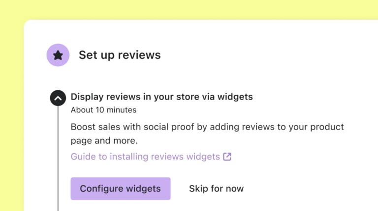 Snippet of platform showing how to set up reviews