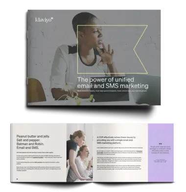 booklet image and title page for the unified power of email and sms marketing