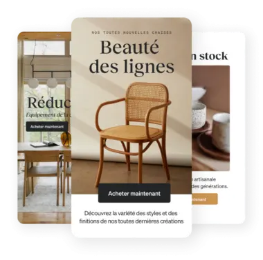 A set of three examples of high performing templates used by actual Klaviyo customers.