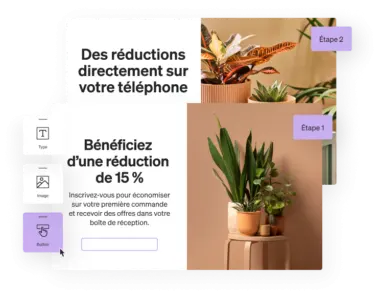 Sign-up form to receive offer emails that includes 15% off first order