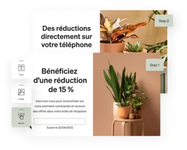 Sign-up form to receive offer emails that includes 15% off first order