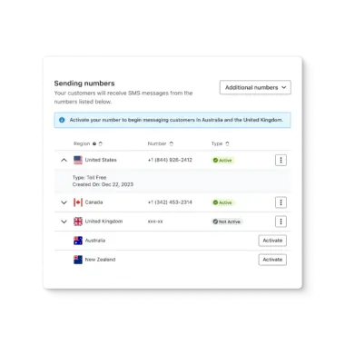 Turn on SMS in your account