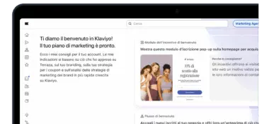 Schermata di Klaviyo con un messaggio di benvenuto e un modulo pop-up per uno sconto del 10% alla registrazione su Terrazza.