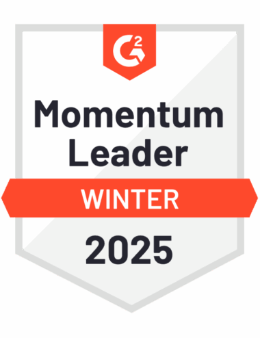 Insignia de G2 con el texto "Momentum Leader Winter 2025".