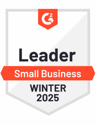 Insignia de G2 que dice "Leader Small Business Winter 2025".