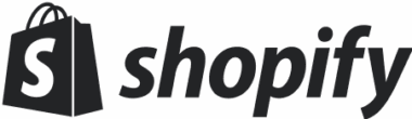 Shopify logo with a shopping bag icon and the word "shopify" in lowercase letters.