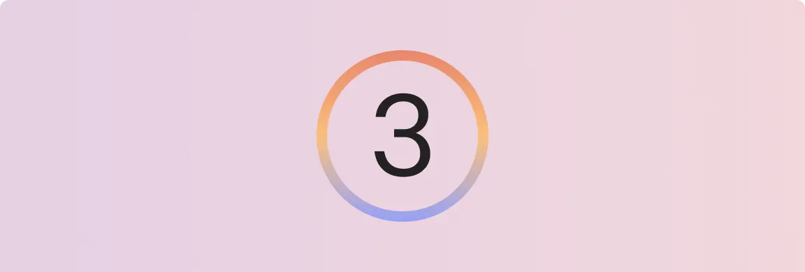 Number 3 inside a gradient circle on a light pink background.