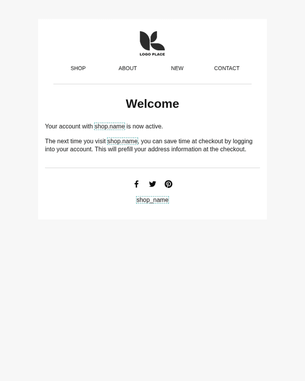 Customer account welcome