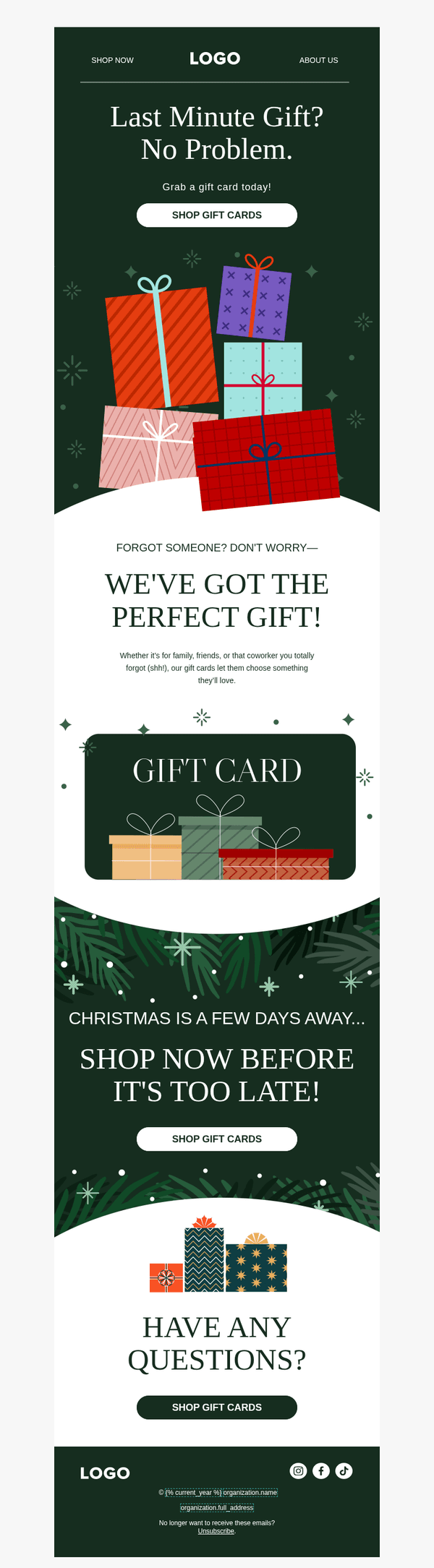Christmas Holidays - Last Minute Shopping (Gift Card Focus)