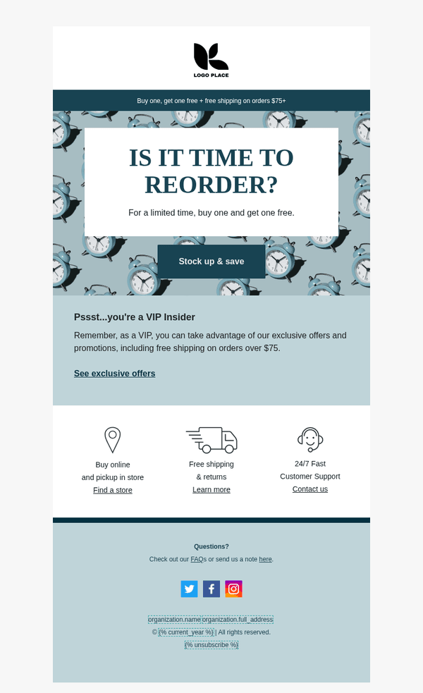 Reminder - Time to reorder