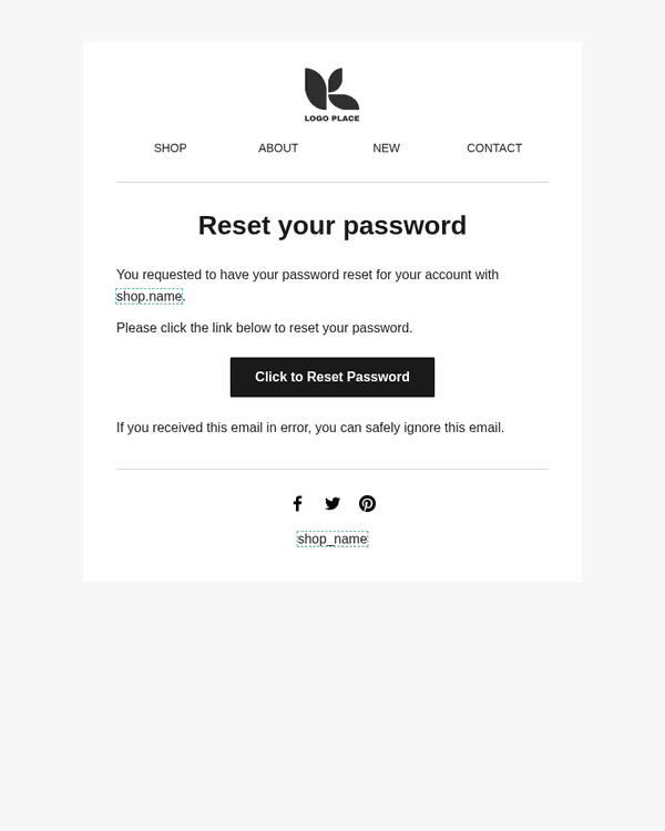 Customer password reset