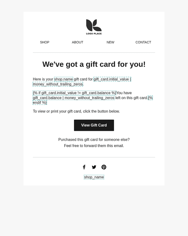Gift card notification