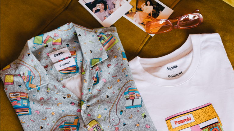 Brava Fabrics fabric being used by the Polaroid brand to create two different shirts