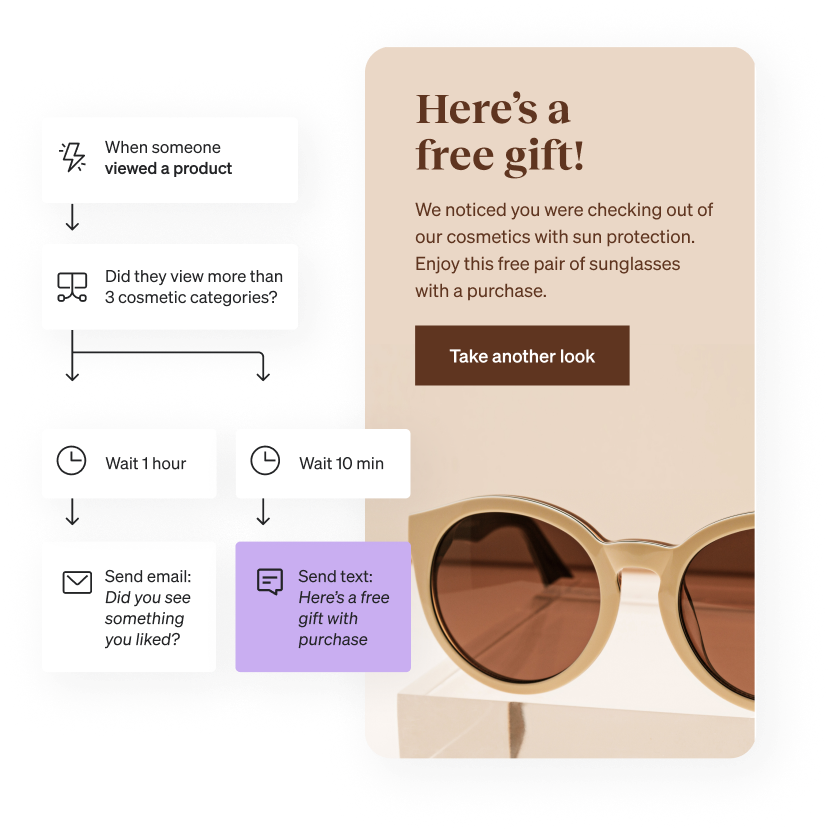 marketing automation flow that sends an email for a free gift