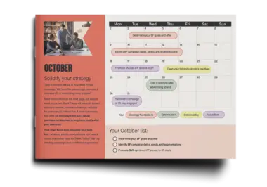 Open-style mockup of a Black Friday planner calendar with key dates ecommerce marketing managers need to execute a successful Black Friday in Europe.