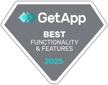 GetApp badge for "Best Functionality & Features 2025".