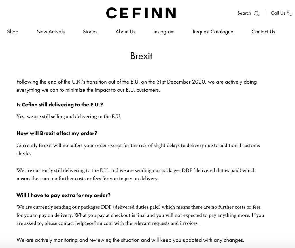 CEFINN Brexit impact on business page
