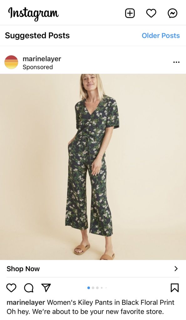 Instagram product screenshot from Marinelayer