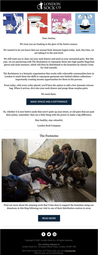 London Sock Company's Sock Amnesty Email