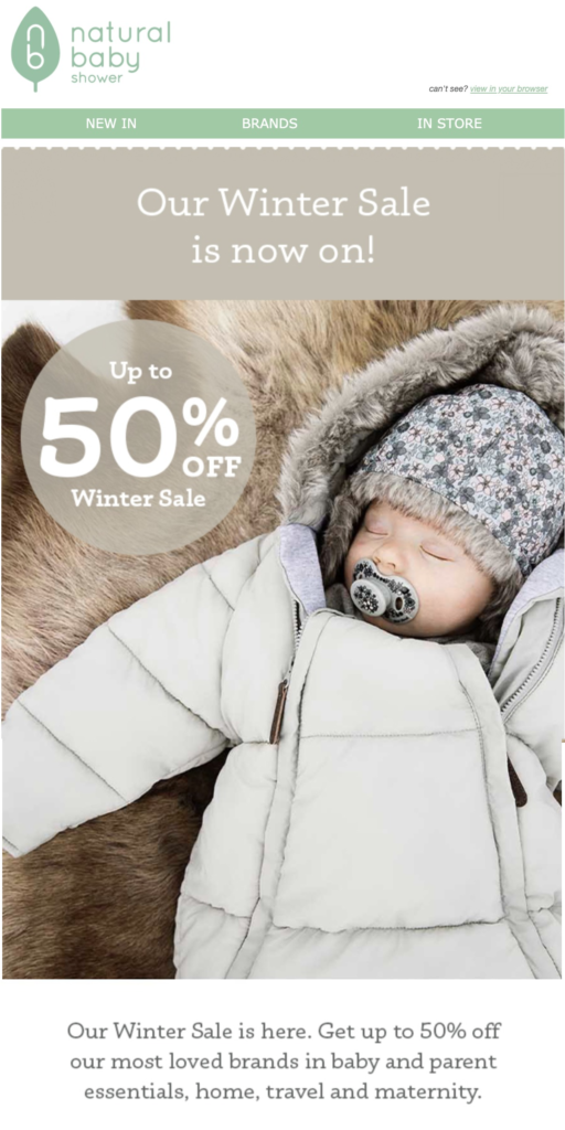 Natural Baby Shower Boxing Day Email