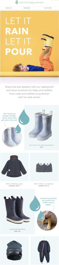 Natural Baby Shower's Rain Themed Email