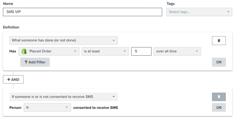 SMS marketing VIP segment loyal customers