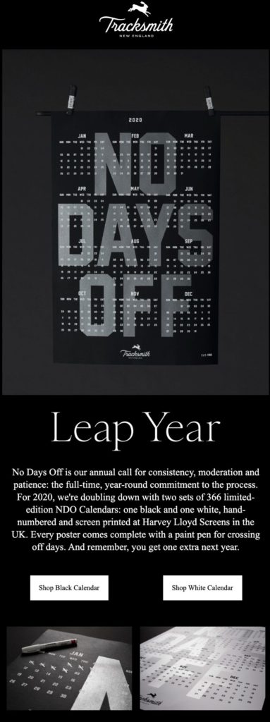 Tracksmith Boxing Day Email