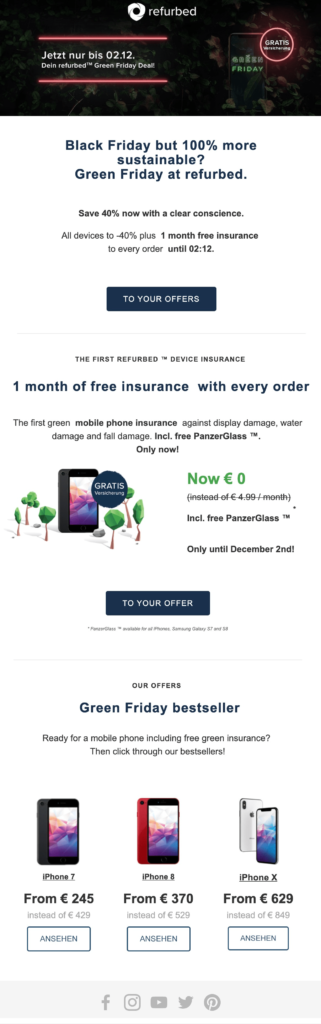 Black Friday alternatives: Refurbed Green Friday Email