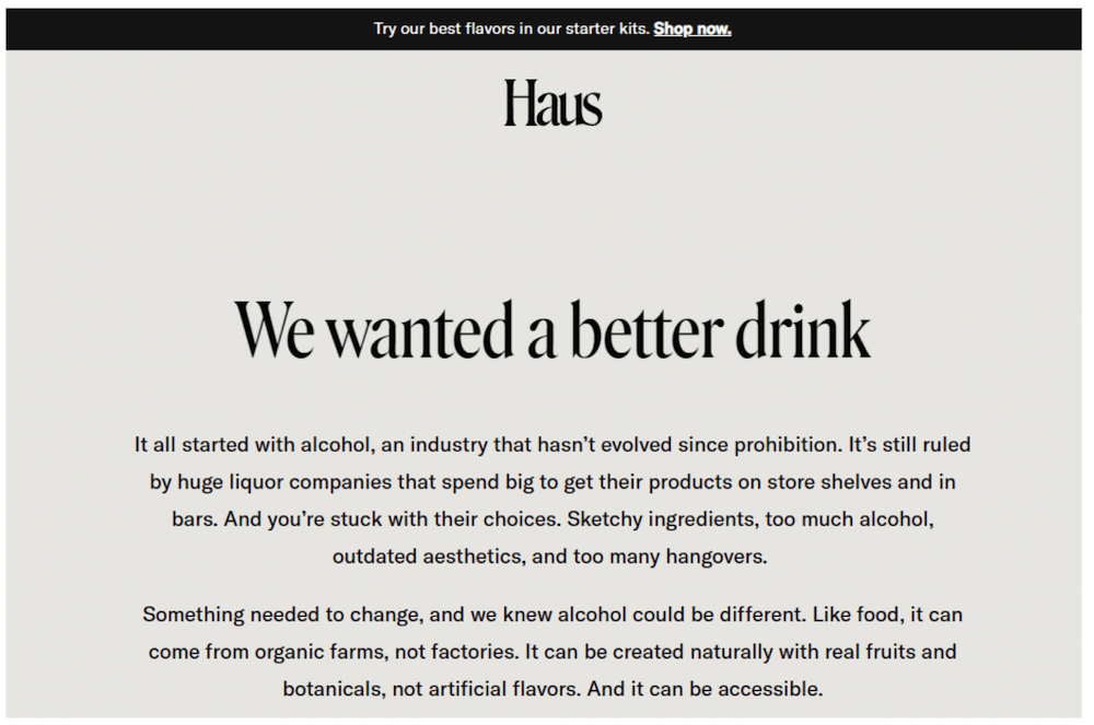 brand storytelling example from haus