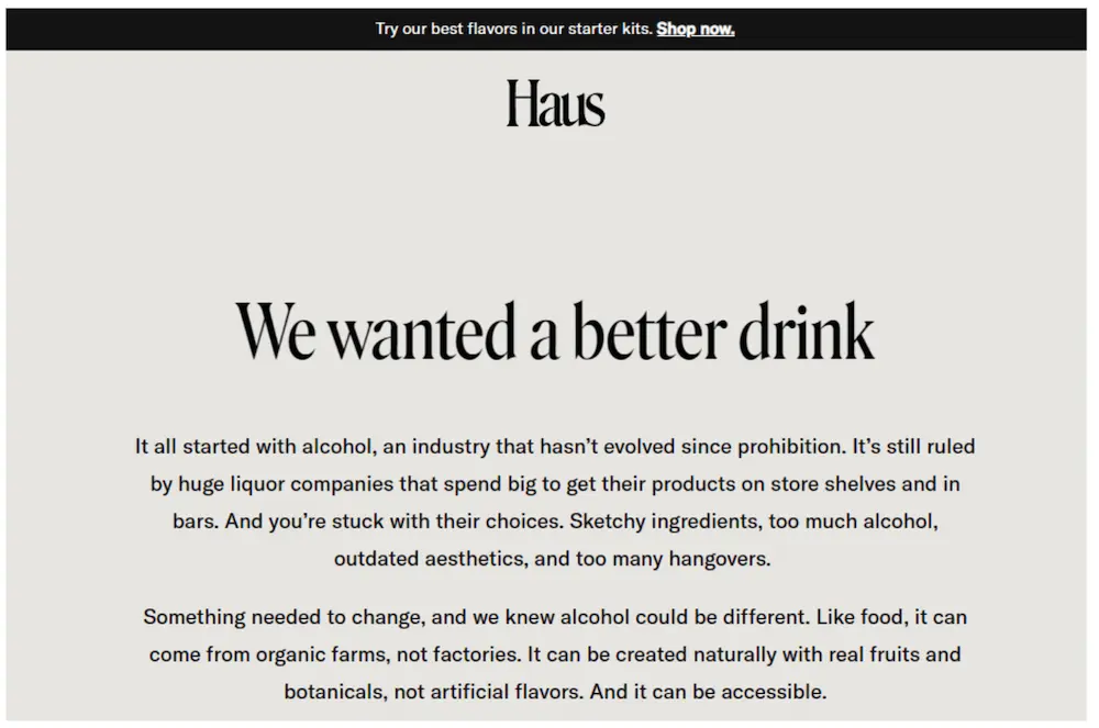 brand storytelling example from haus 