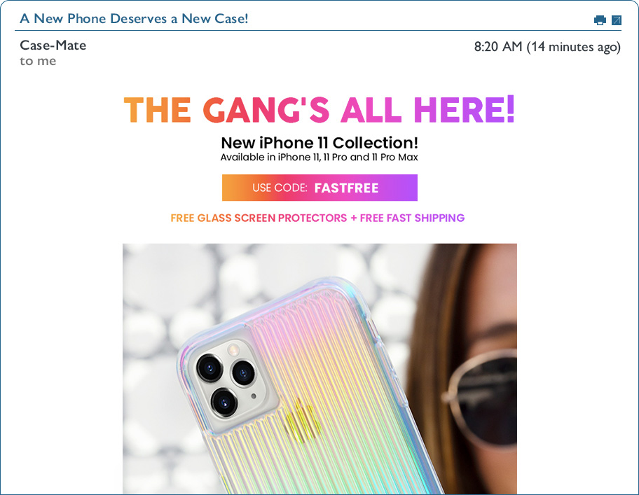 Screenshot of an email campaign from CaseMate.