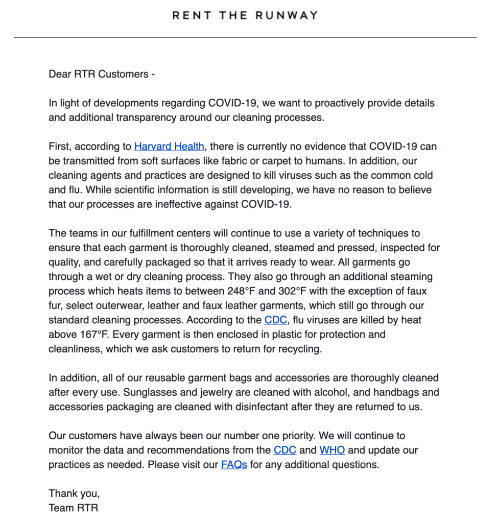 Image shows an example of communicating with empathy during coronavirus as customer marketing.
