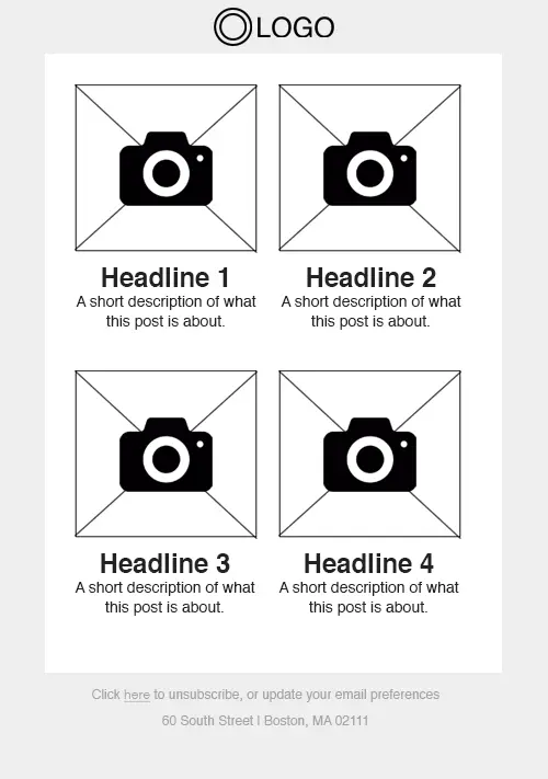 different kinds of email layouts shown with images