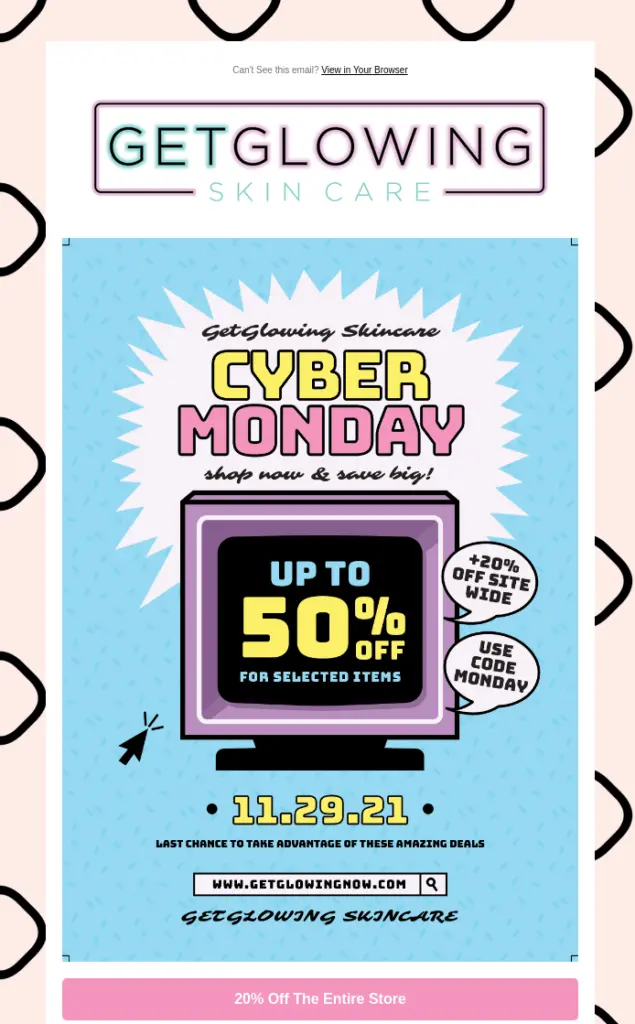 cartoon computer with cyber monday sale on front