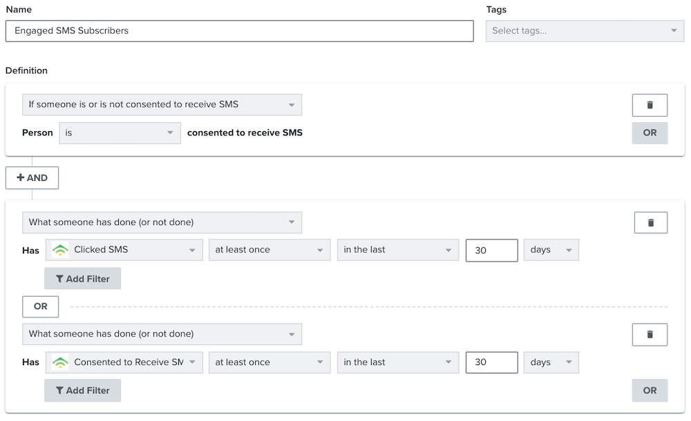 engaged sms subscribers segmentation