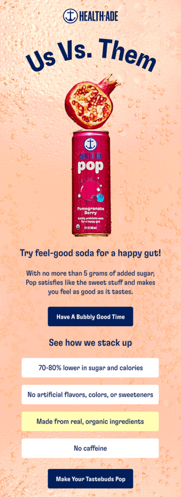 Image shows an email that highlights competitive advantages.