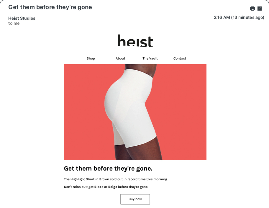 Heist ad for Highlight short in white