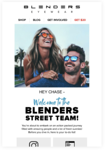Screenshot of Blenders email