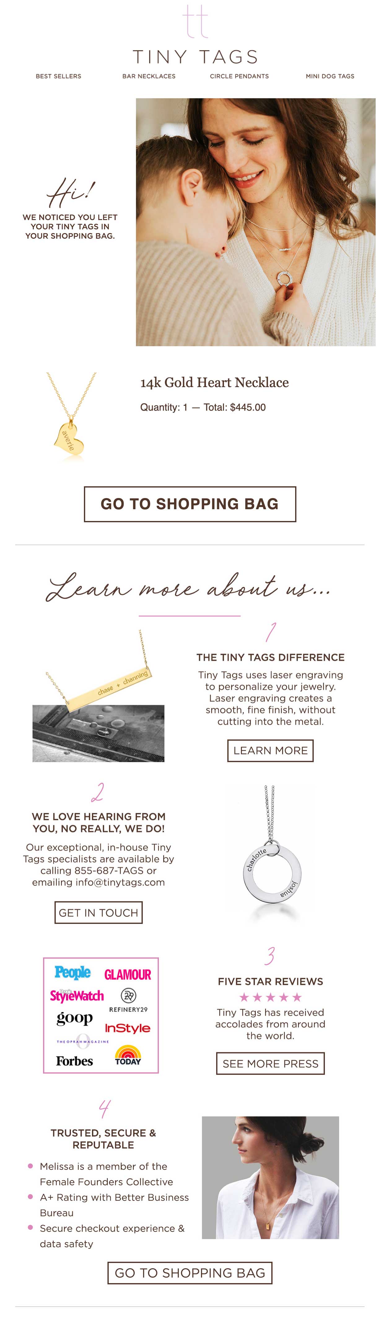 Woocommerce abandoned cart tiny tags email