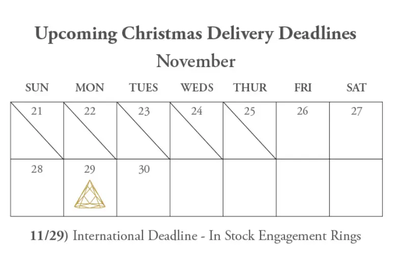 holiday calendar with shipping date cut off