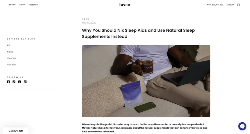 natural sleep supplements blog beam seo content marketing