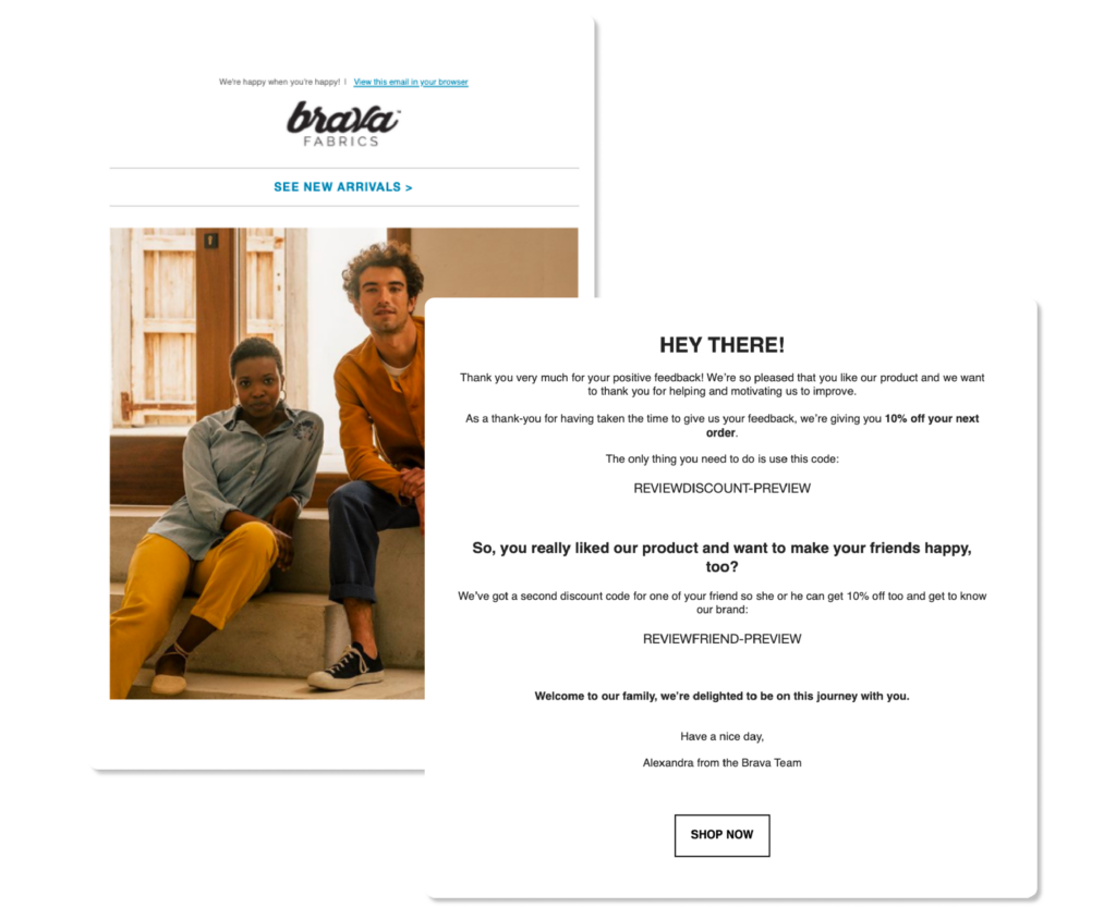 brava fabrics automated email revenue