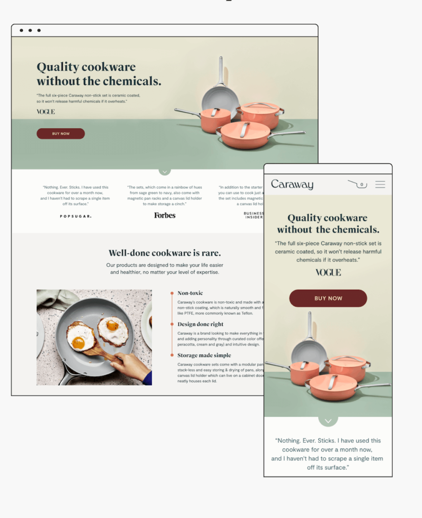 caraway landing page optimization paid ads