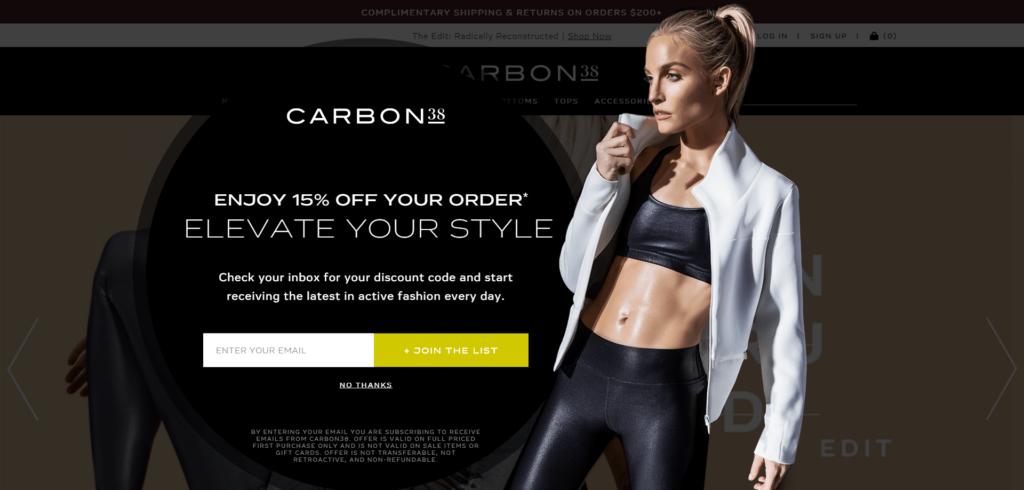 blonde girl in athletic wear on a exit popup form