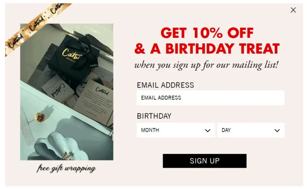 catbird signup form birthday