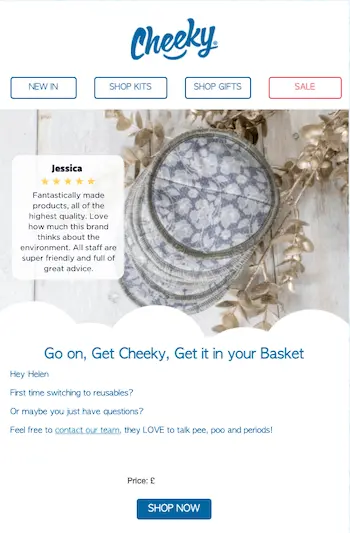 cheeky wipes browse abandonment email version 2