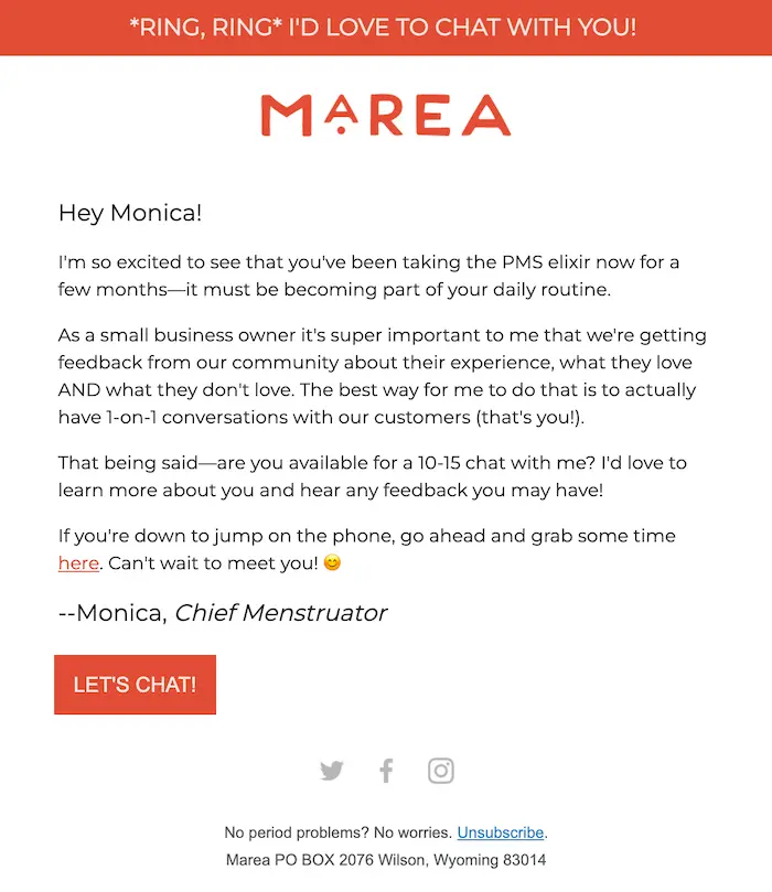 email from marea wellness