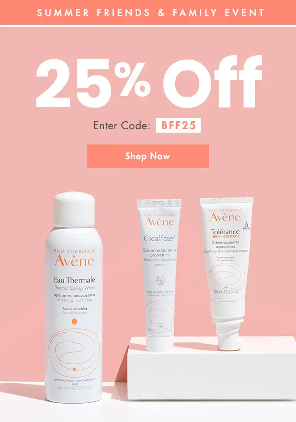 face wash products from avene in front of a pink background