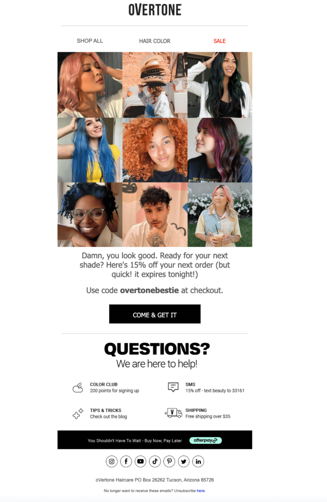 real faces of customers from overtone