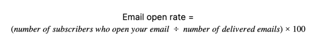 table displaying email open rates